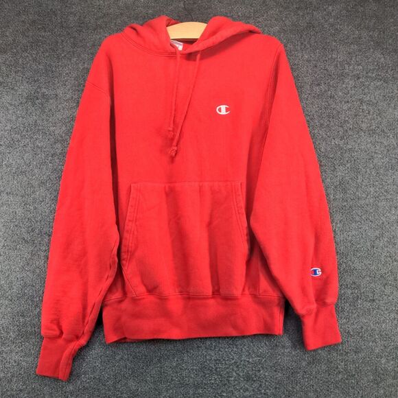 Champion Reverse Weave Mens Pullover Hoodie Sweatshirt Red Small Kangaroo Pocket - Picture 2 of 13